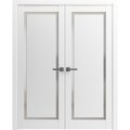 Sartodoors Solid French Double Doors 48 x 84in, Planum 0888 Painted White W/ Frosted Glass PLANUM0888DD-BEM-4884